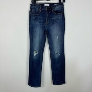 Vigoss Ace Straight Leg Essential distressed ripped dark wash denim jeans